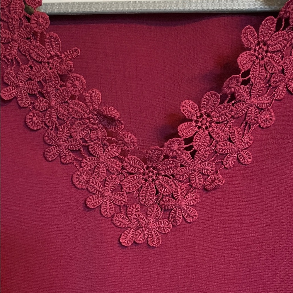 Burgundy Ruffle Sleeve Top - Picture 2 of 6